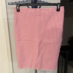 J. Crew Pink Gingham Pencil Skirt Size 8